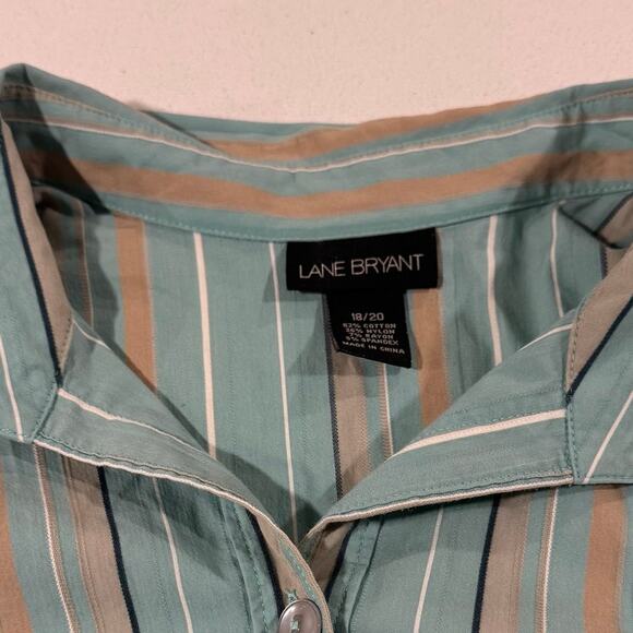Lane Bryant 18/20 Teal Blue Button Down Blouse - Picture 4 of 5